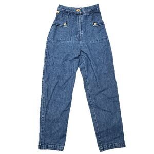 Ilana Kohn Huxie Jeans Size 0 High Waisted Rise Denim Retro Tapered Medium Wash